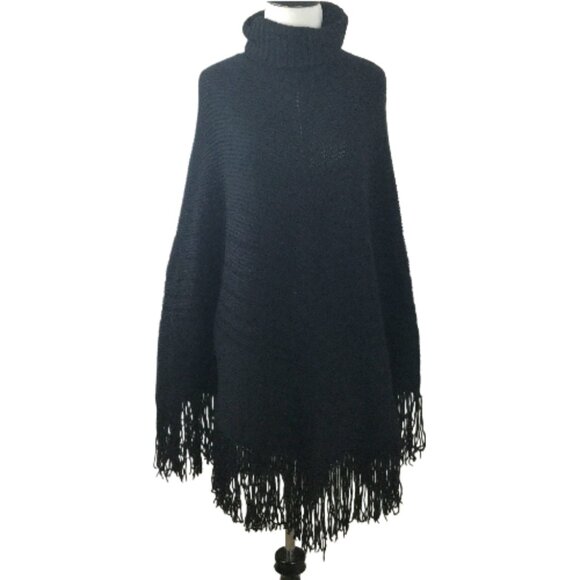 Banana Republic Black Merino Wool Poncho xs/s - Picture 8 of 8